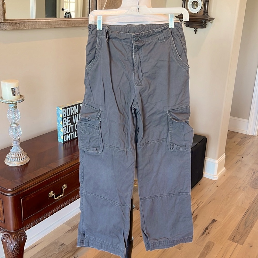 Adjustable Waist Boys Cargo Pants Gray